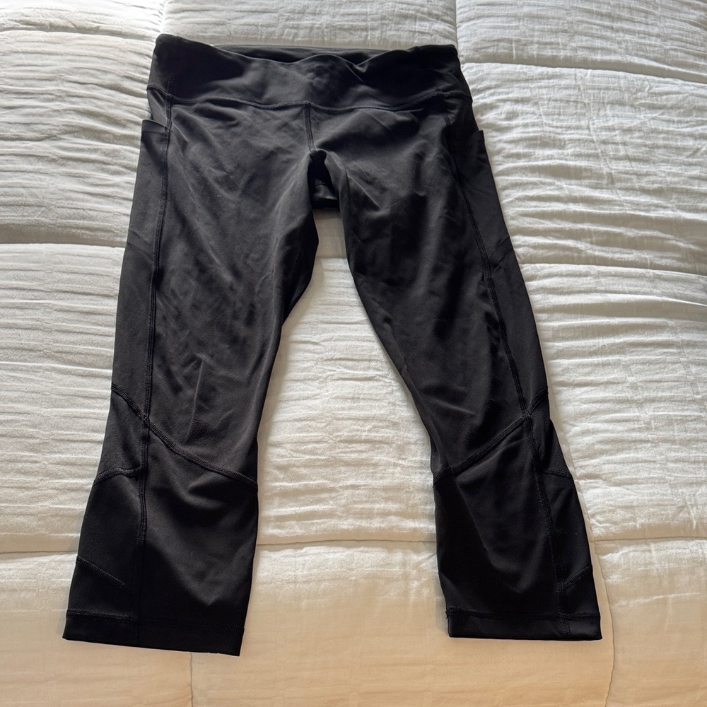 lululemon athletica Black Capri Leggings with Side Panels
